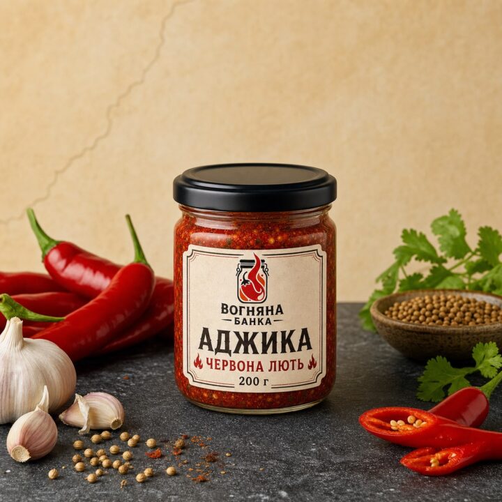Фірмова банка густої аджики «Червона лють», 200 г